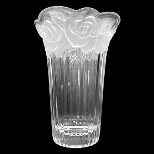 Vintage 1980s Mikasa Studio Nova Winter Rose Scalloped Small Crystal Vase German